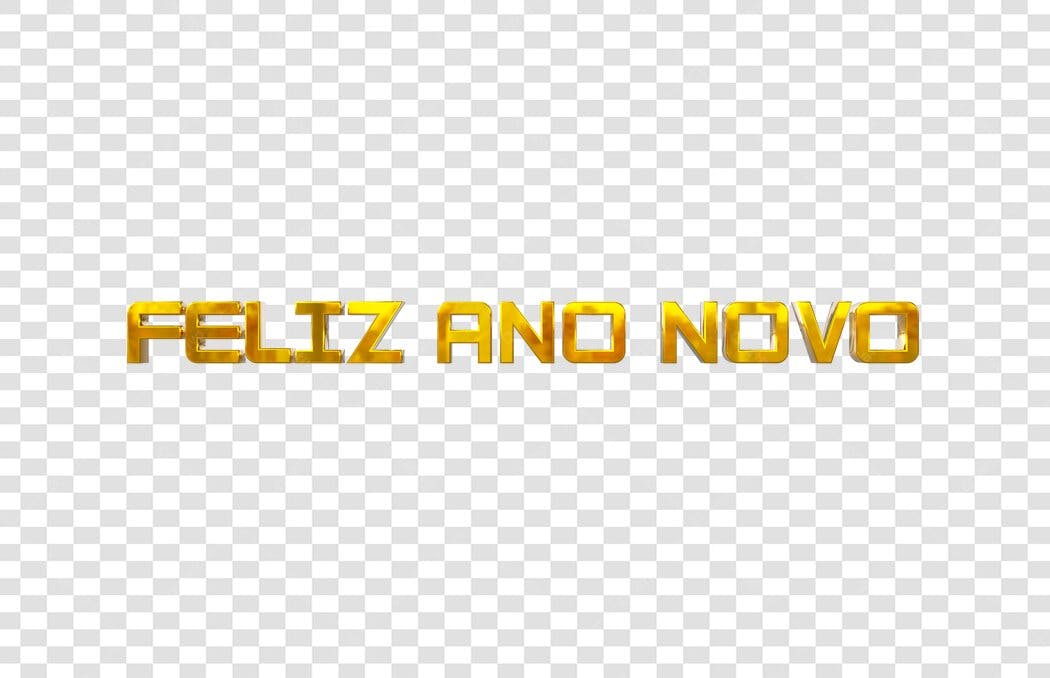 Elemento gráfico Feliz Ano Novo dourado 3D para celebração PNG com fundo transparente