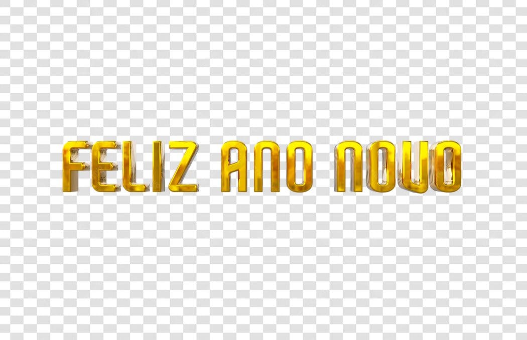 Título 3D Feliz Ano Novo Dourado PNG com fundo transparente