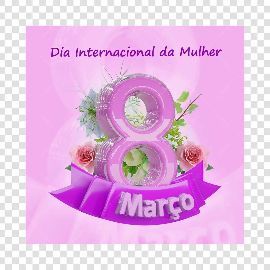 Post Instagram Dia Internacional da Mulher 8 de Março PNG com fundo transparente