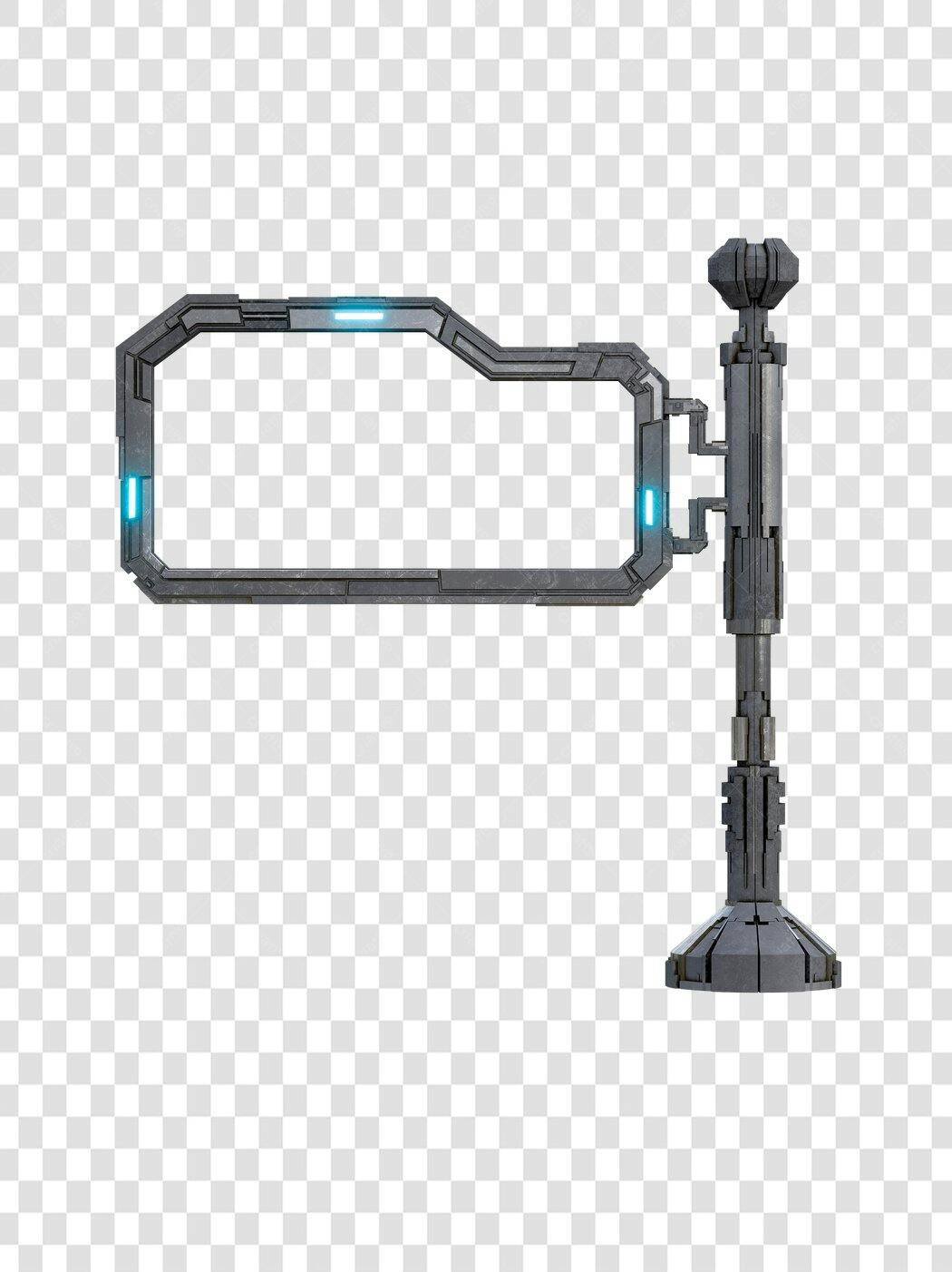 Placa Futurista Sci-Fi com iluminação azul PNG com fundo transparente