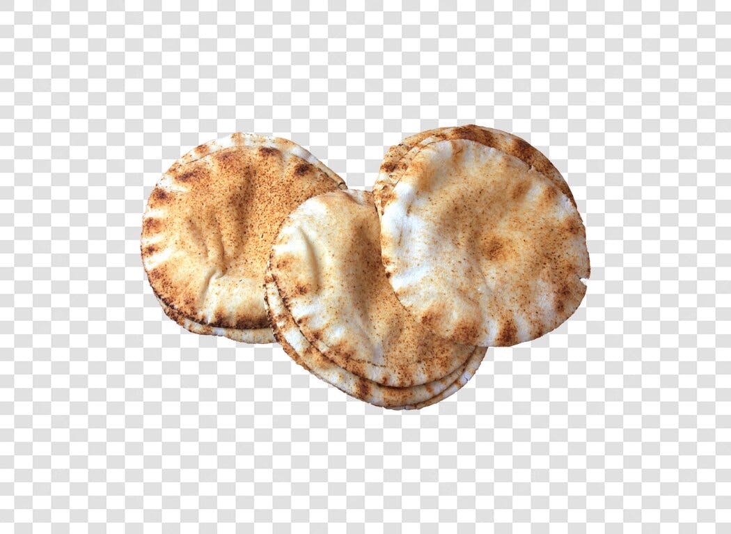 Pão Sírio Fresco Assado para Receita PNG com fundo transparente tons de marrom claro