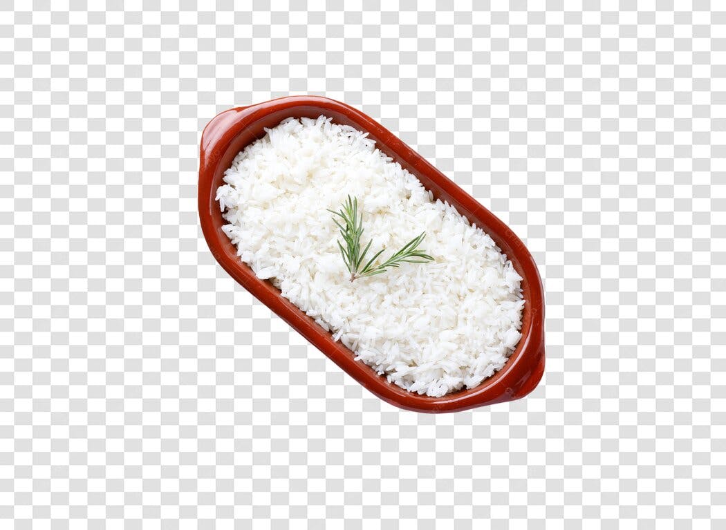 Imagem de Arroz Branco com Alecrim em Travessa Terracota PNG com fundo transparente