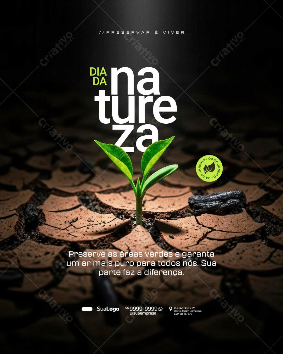 Flyer Dia da Natureza Preservar e Viver PSD Editável