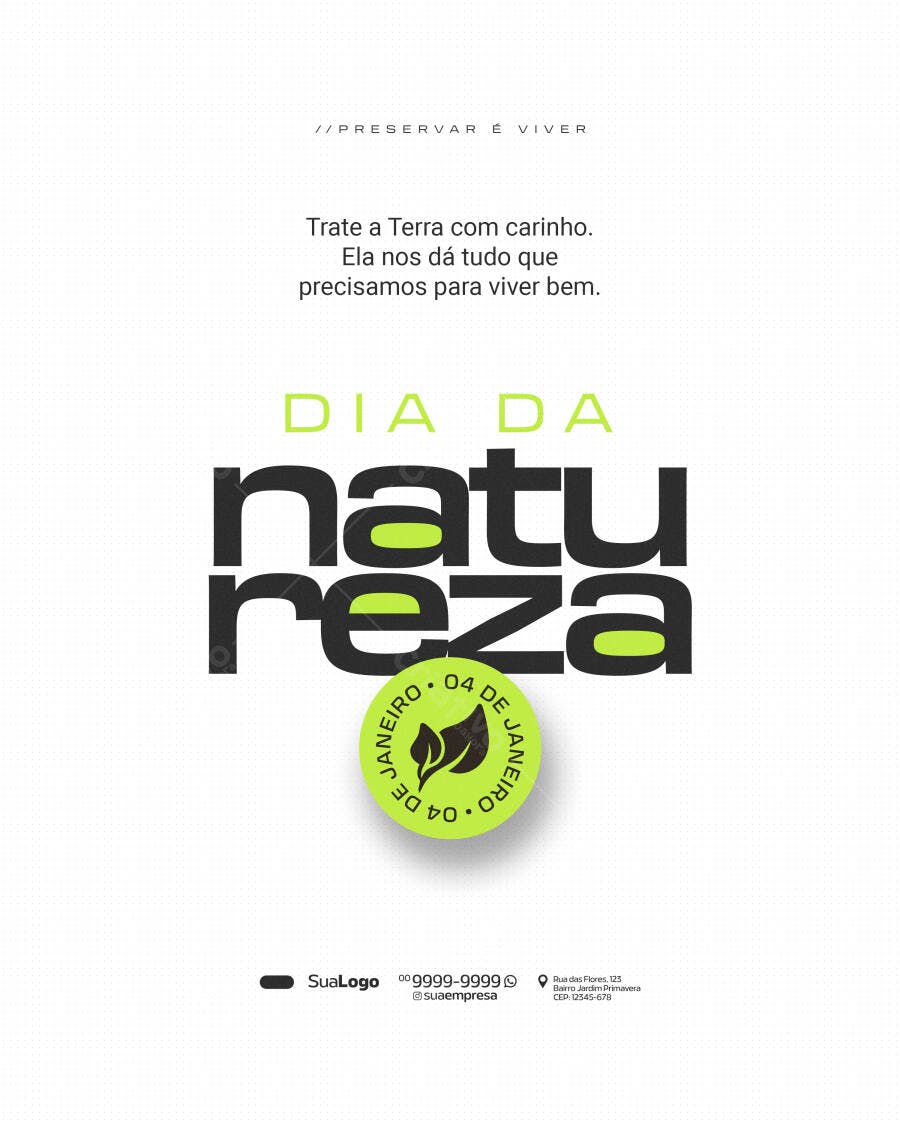 Flyer Dia da Natureza 04 de Janeiro PSD Editável