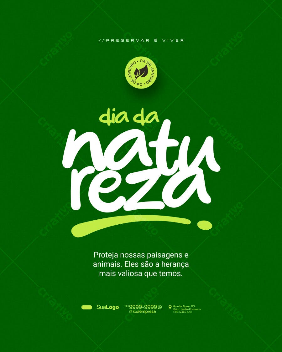 Flyer Dia da Natureza 04 de Janeiro PSD Editável