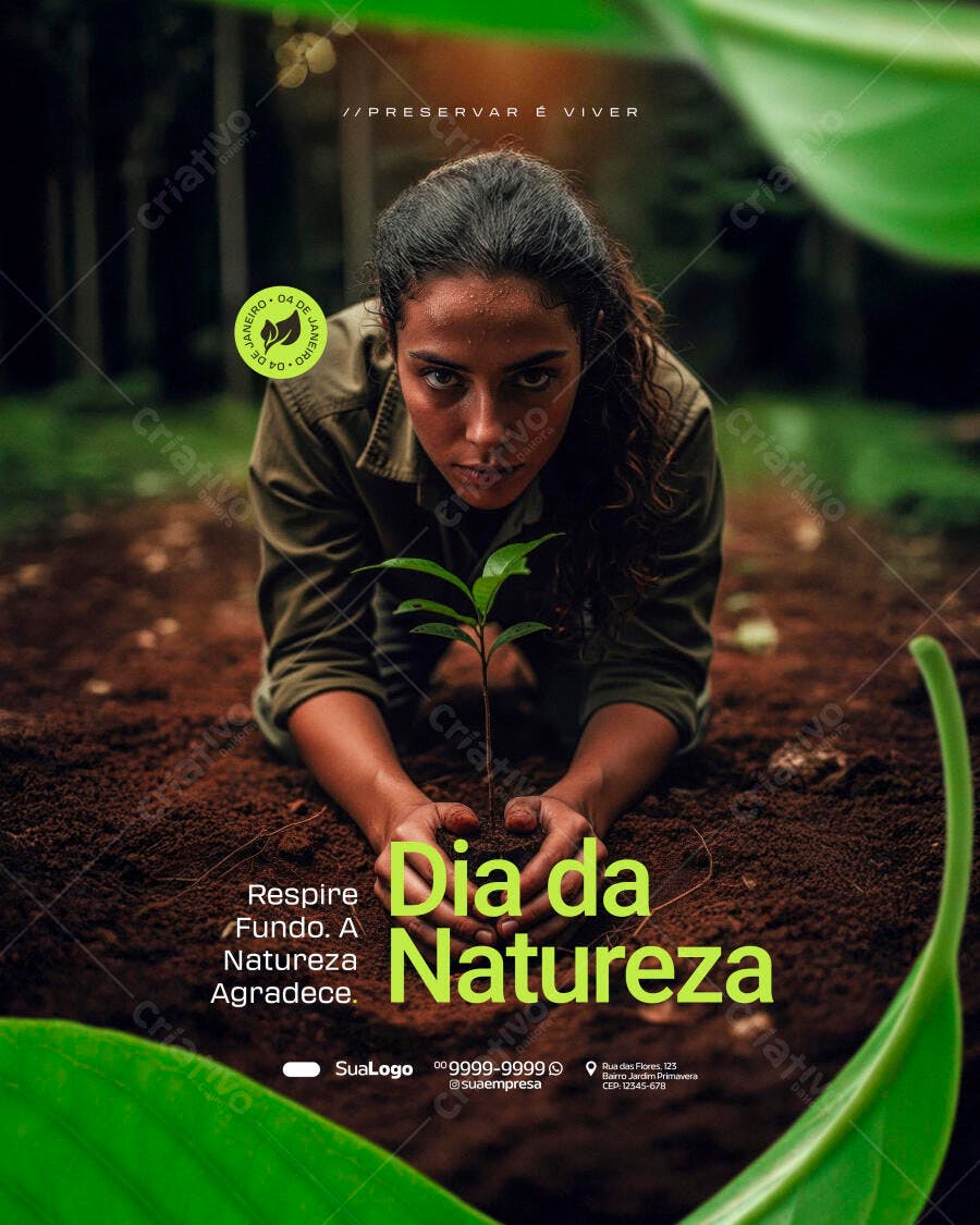 Flyer Dia da Natureza Preservação Meio Ambiente PSD Editável