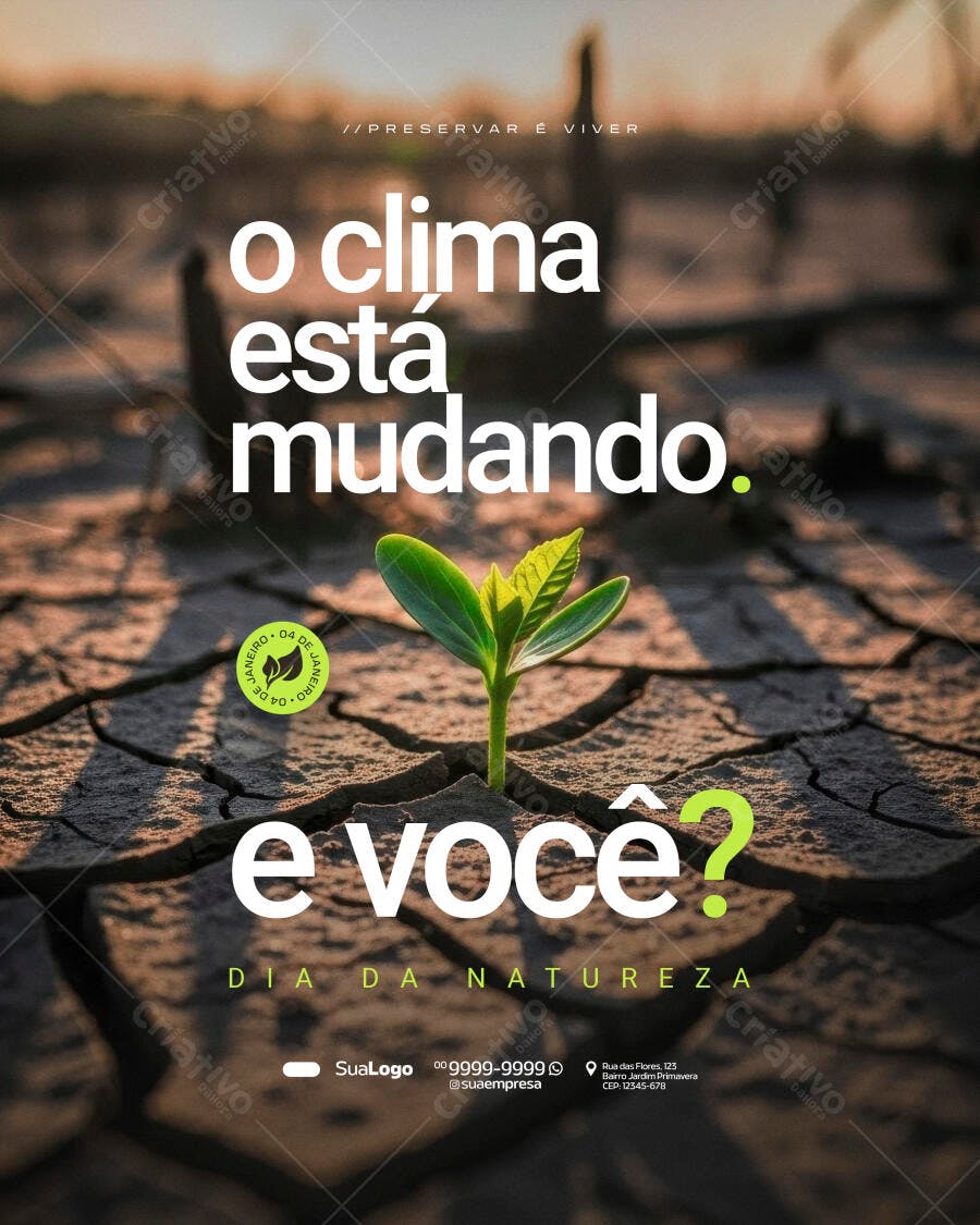 Flyer Dia da Natureza O Clima Está Mudando PSD Editável