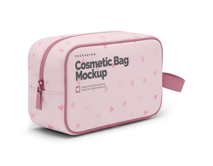 Mockup Realista de Necessaire Rosa para Cosméticos Moderno e Clean
