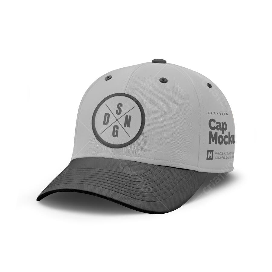 Mockup Realista de Boné Moderno Cinza Claro e Escuro para Branding
