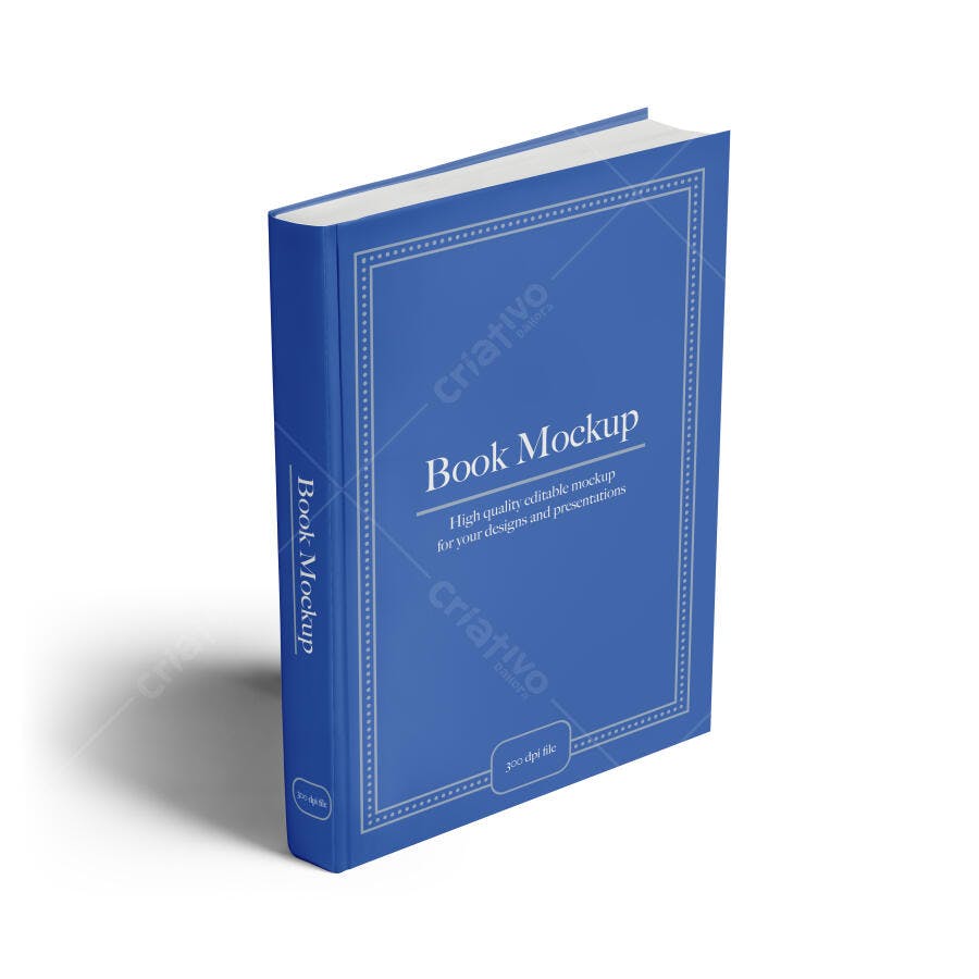 Mockup Livro Capa Dura Azul Marinho Realista para Design Editorial
