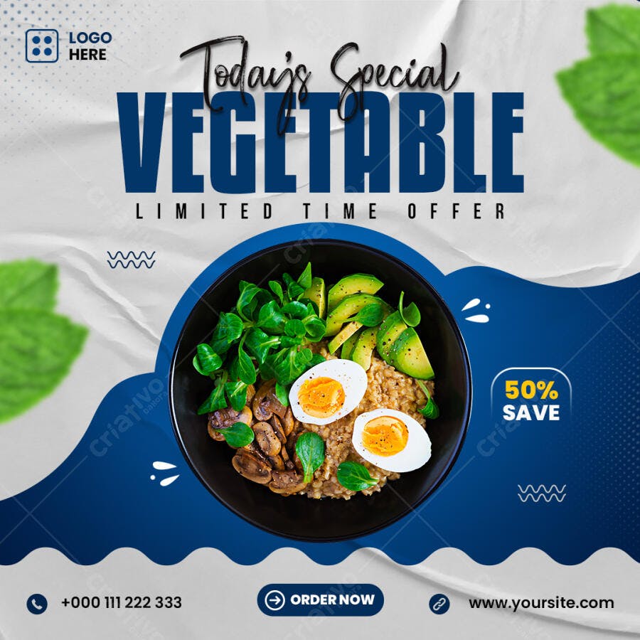 Post para Mídia Social Oferta Especial VEGETABLE PSD Editável