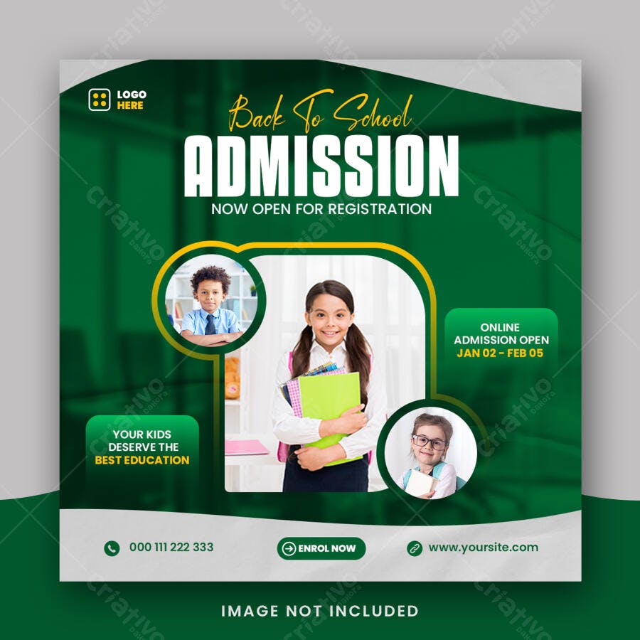 Flyer para Matrícula Escolar Volta às Aulas PSD Editável