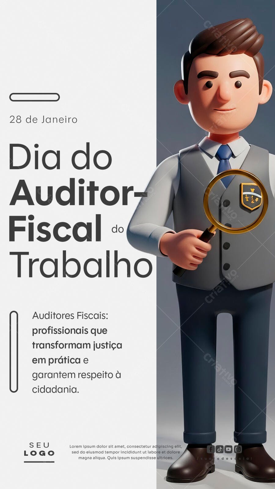 Flyer Dia do Auditor-Fiscal do Trabalho 3D PSD Editável