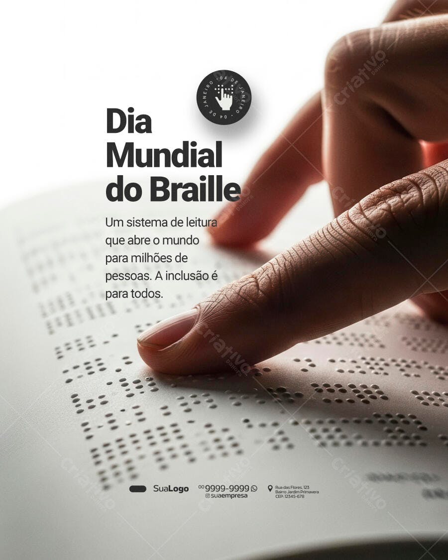 Post Social para Dia Mundial do Braille PSD Editável