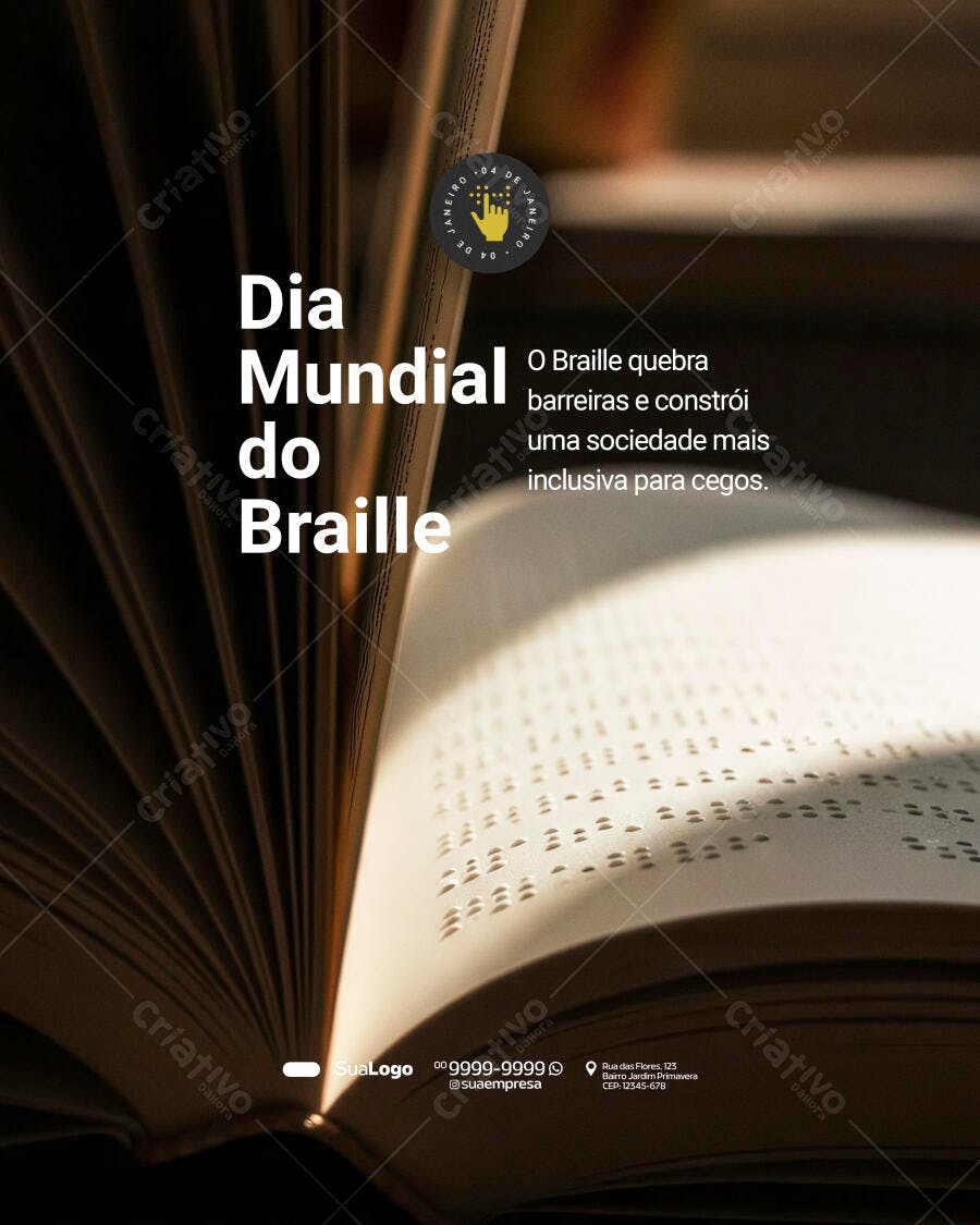Flyer Dia Mundial do Braille PSD Editável