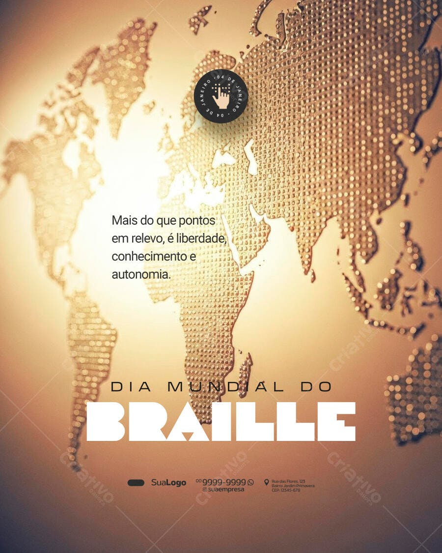 Flyer Dia Mundial do Braille PSD Editável