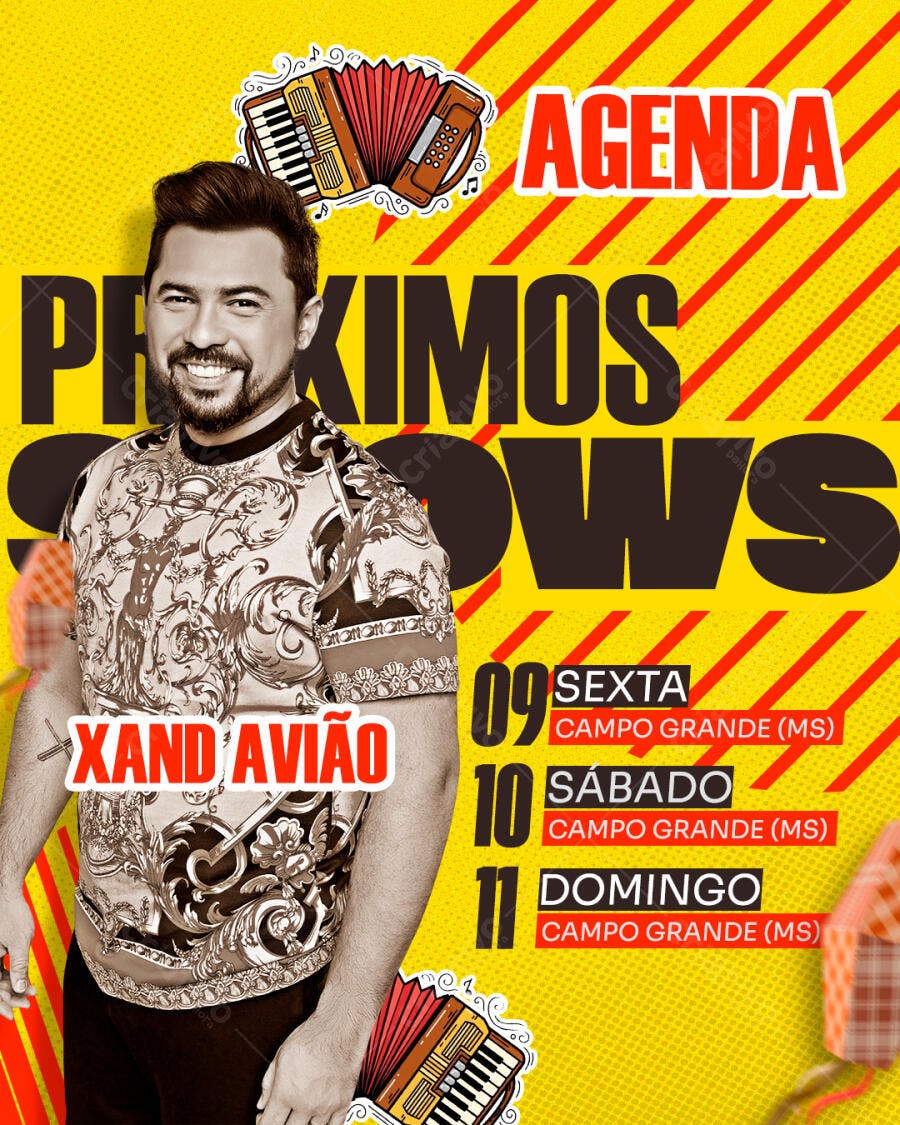 Flyer Agenda de Shows Xand Avião PSD Editável