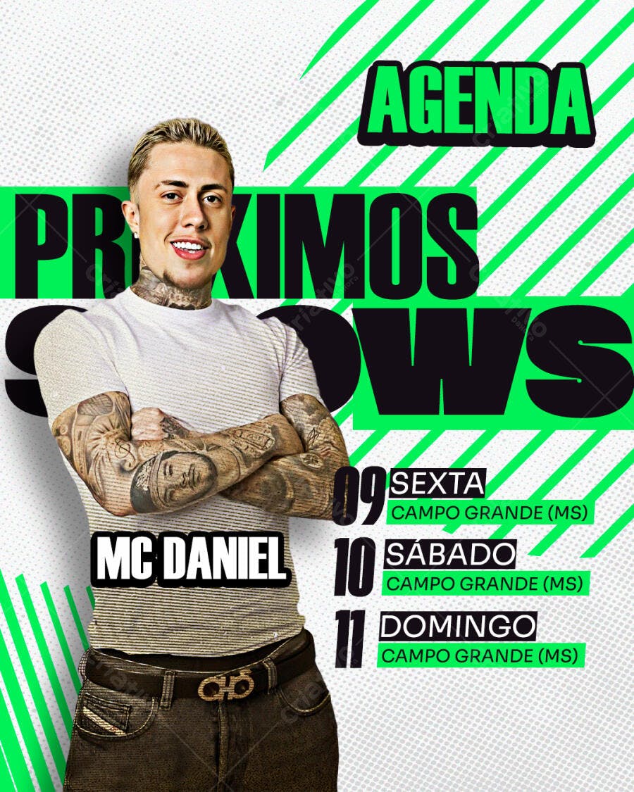 Flyer Agenda de Shows MC Daniel PSD Editável