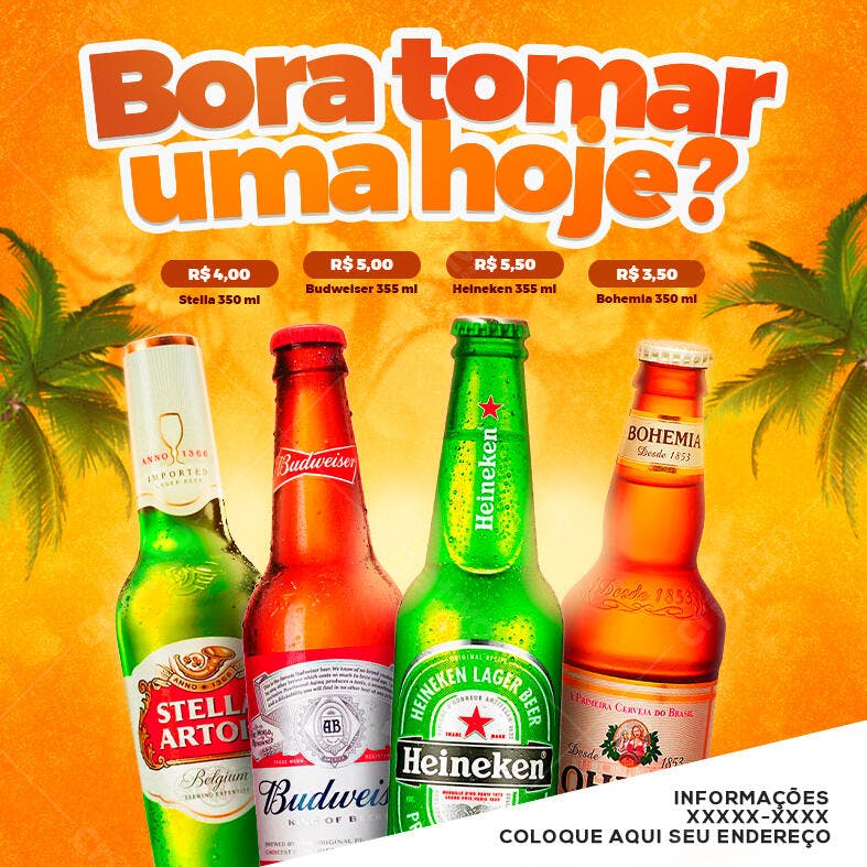 Flyer Promoção de Cervejas Bora Tomar Uma Hoje PSD Editável