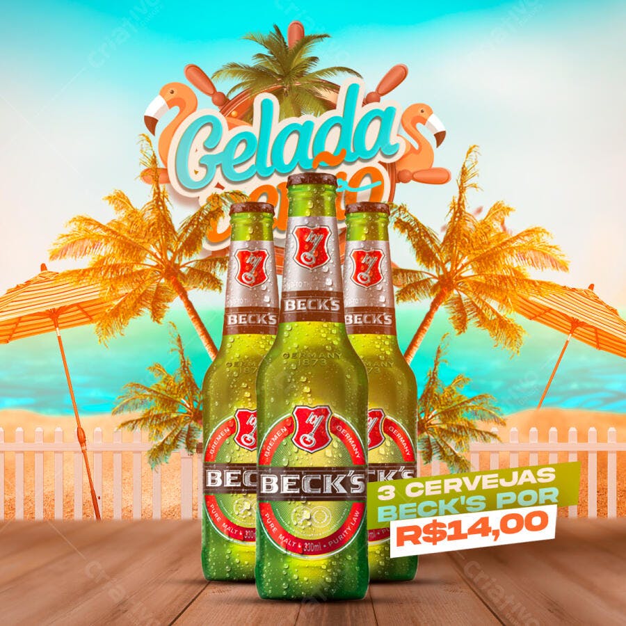 Flyer Cerveja Beck's Geladas Verão PSD Editável