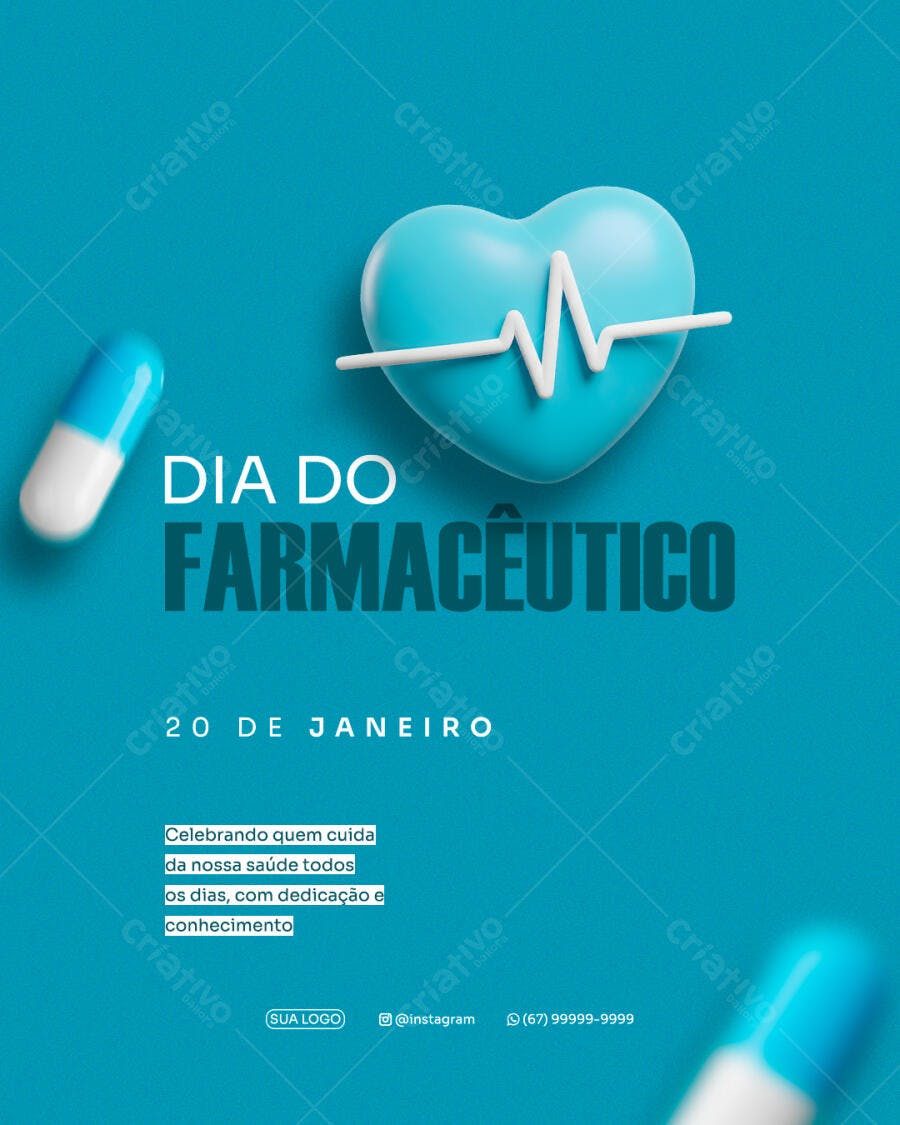 Post para Redes Sociais Dia do Farmacêutico PSD Editável