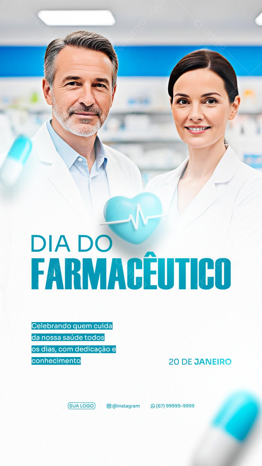Post Redes Sociais para Dia do Farmacêutico PSD Editável