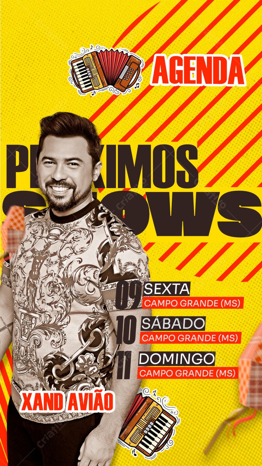Flyer Agenda de Shows Xand Avião PSD Editável