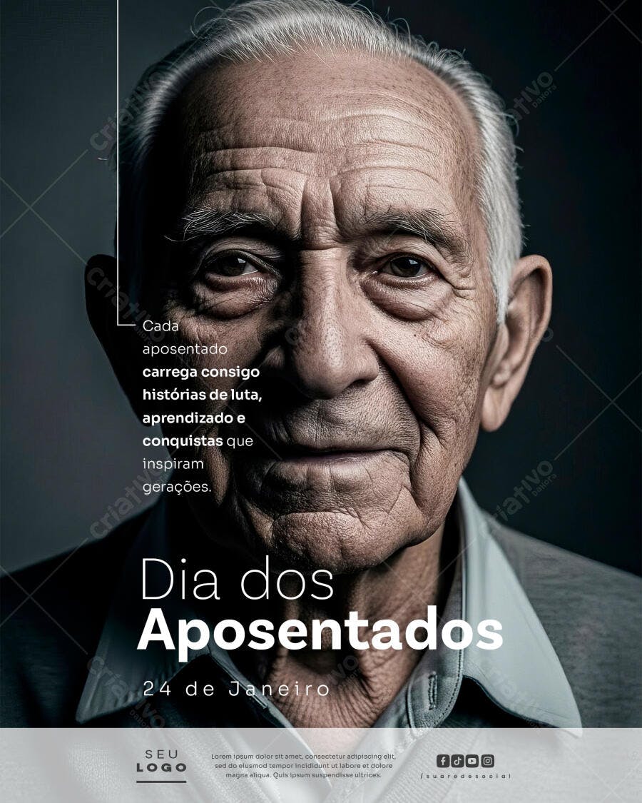 Flyer Dia dos Aposentados 24 de Janeiro PSD Editável