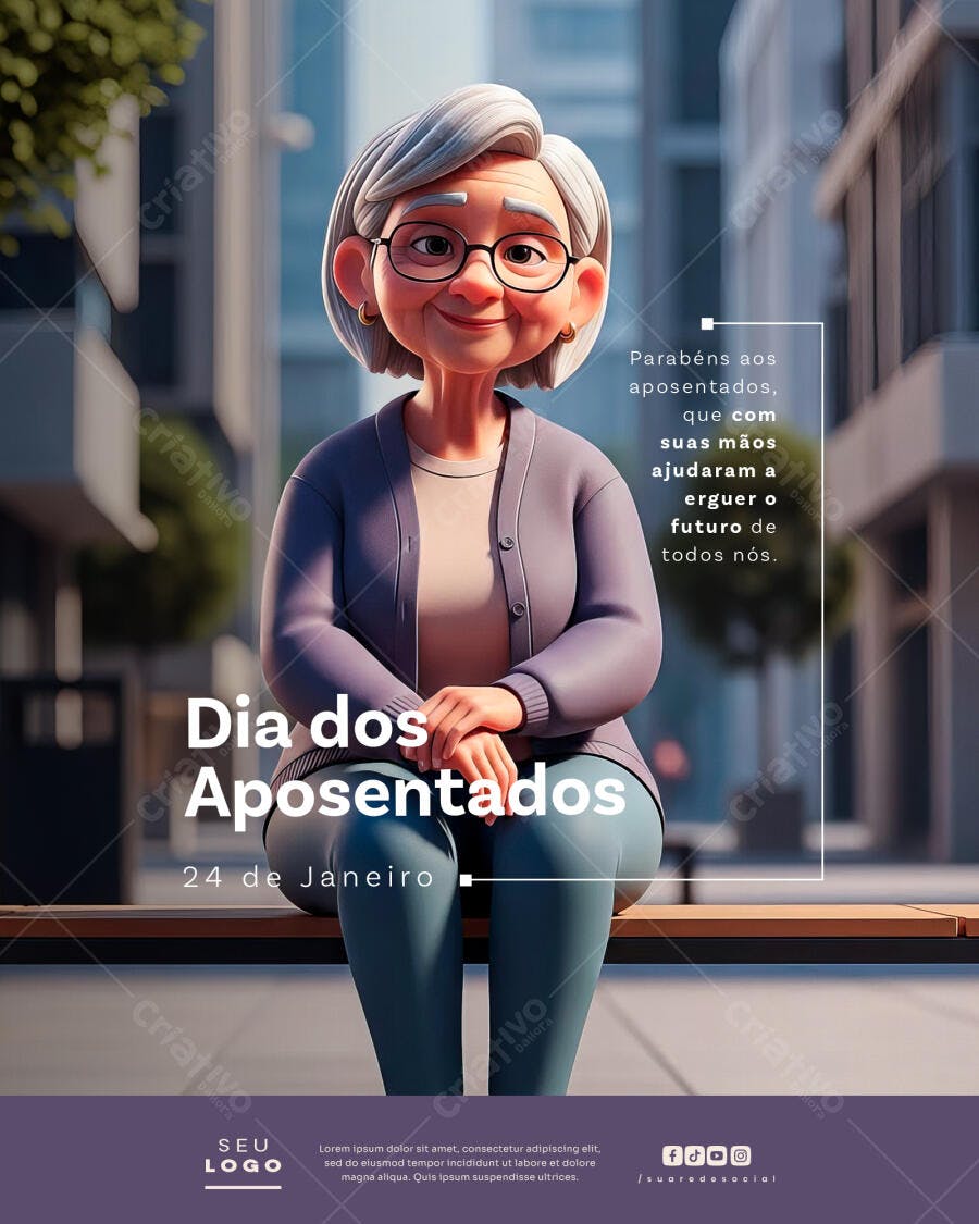 Post para Dia dos Aposentados 24 de Janeiro PSD Editável