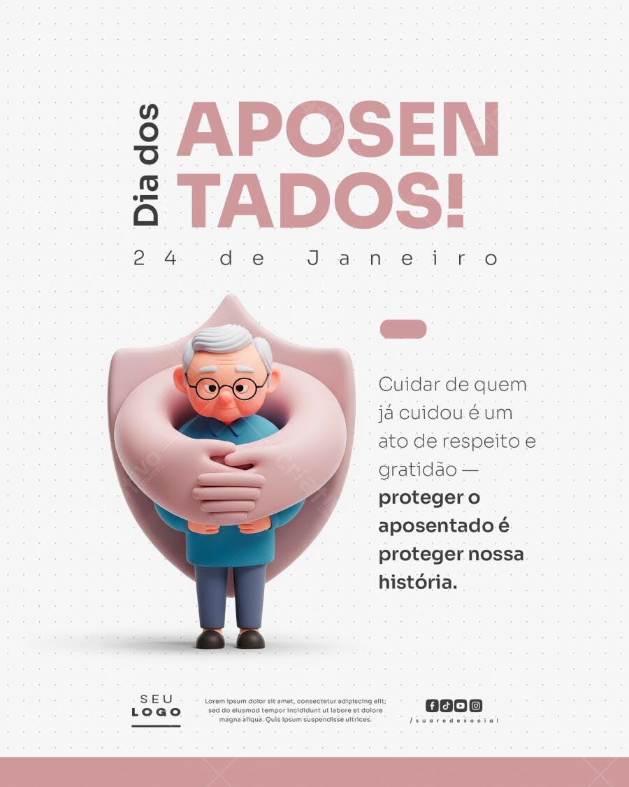 Flyer Dia dos Aposentados Homenagem a Idosos PSD Editável