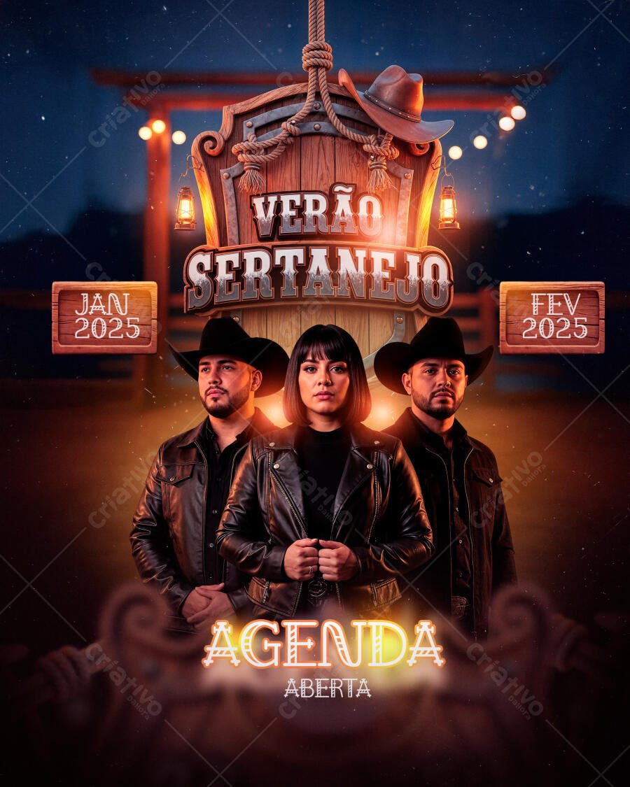 Flyer de Evento Sertanejo Verão PSD Editável