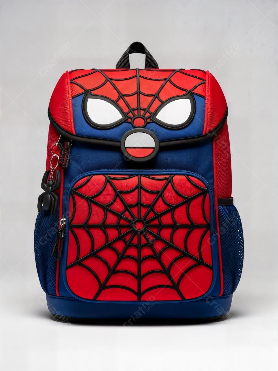 Mochila infantil Homem Aranha vermelha e azul para escola