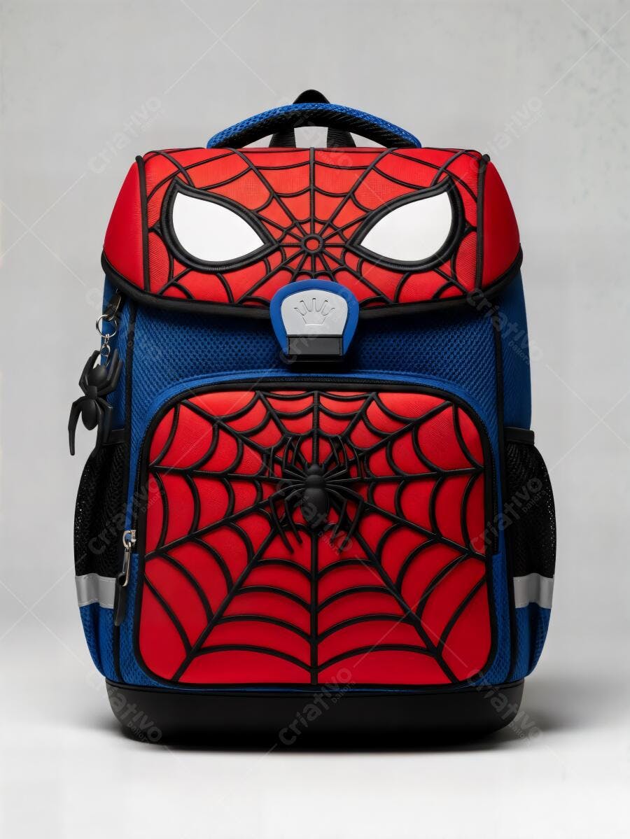 Mochila infantil Homem-Aranha azul e vermelha para escola