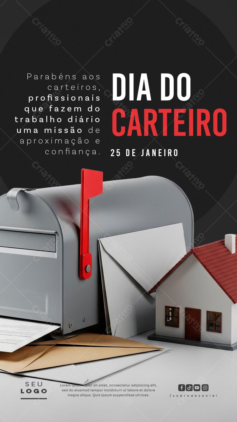 Post para Redes Sociais Dia do Carteiro PSD Editável