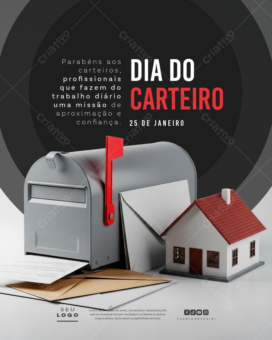 Post Redes Sociais Dia do Carteiro PSD Editável