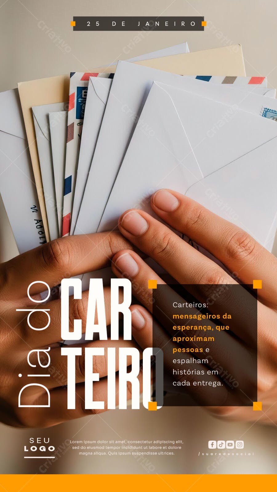 Flyer Dia do Carteiro 25 de Janeiro PSD Editável