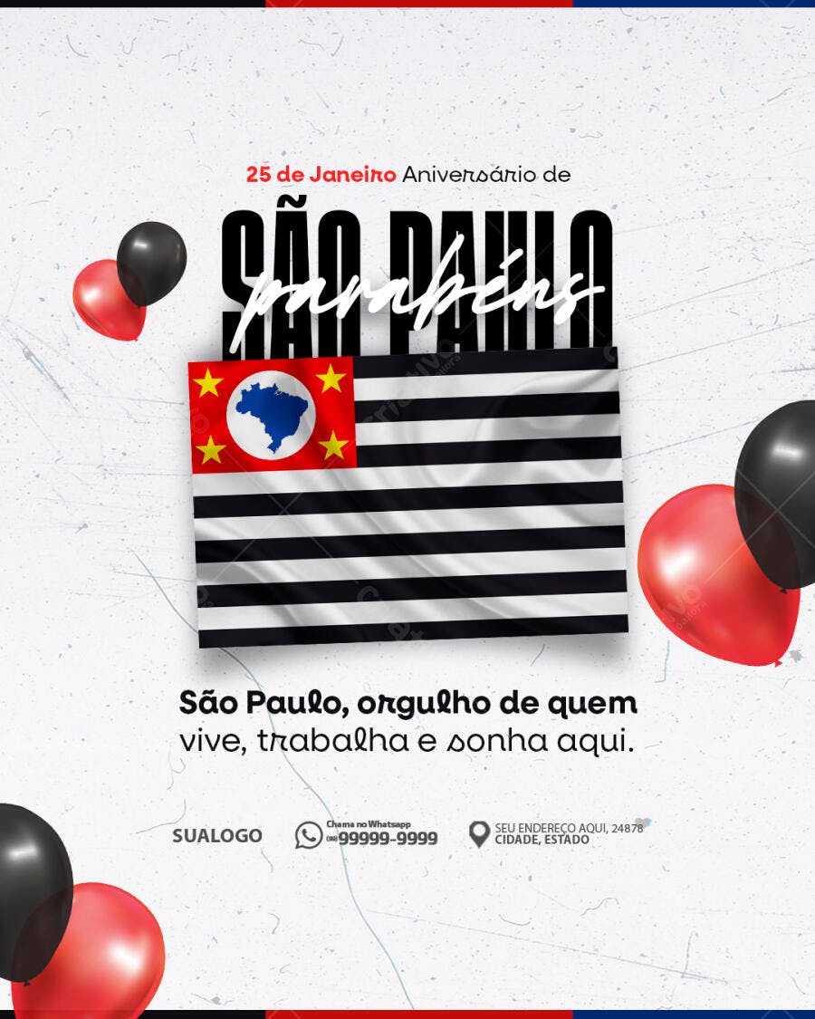 Flyer Aniversário de São Paulo PSD Editável