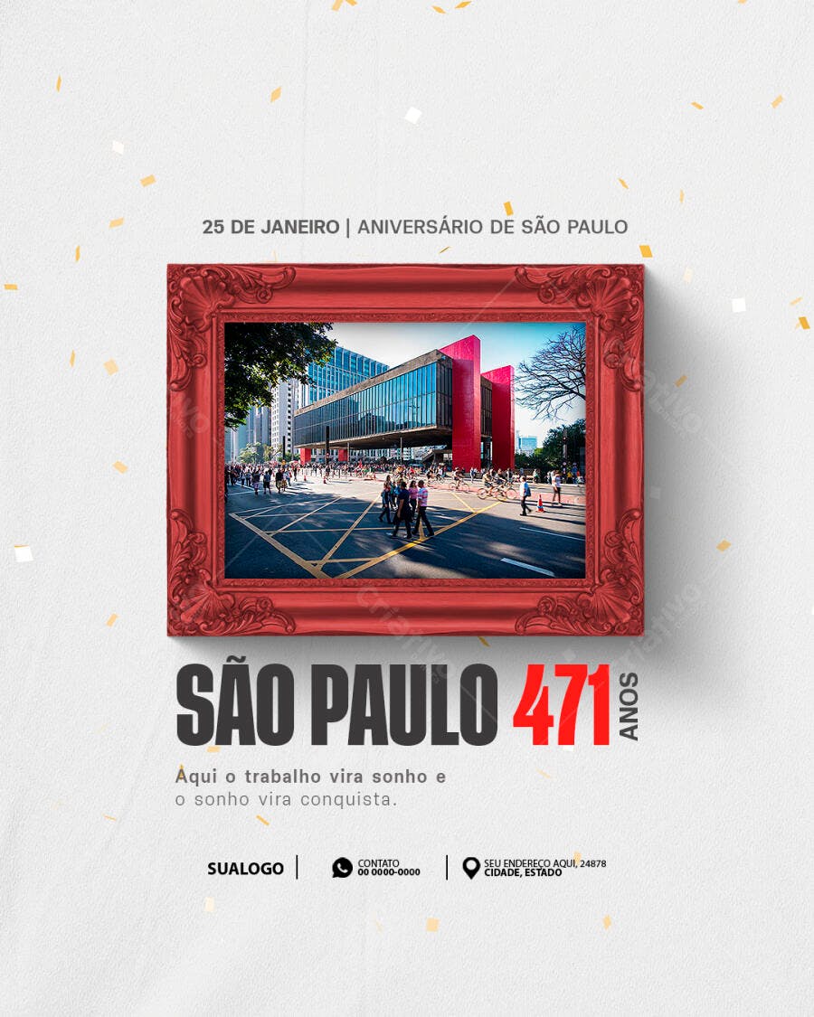 Flyer Aniversário de São Paulo 471 Anos PSD Editável