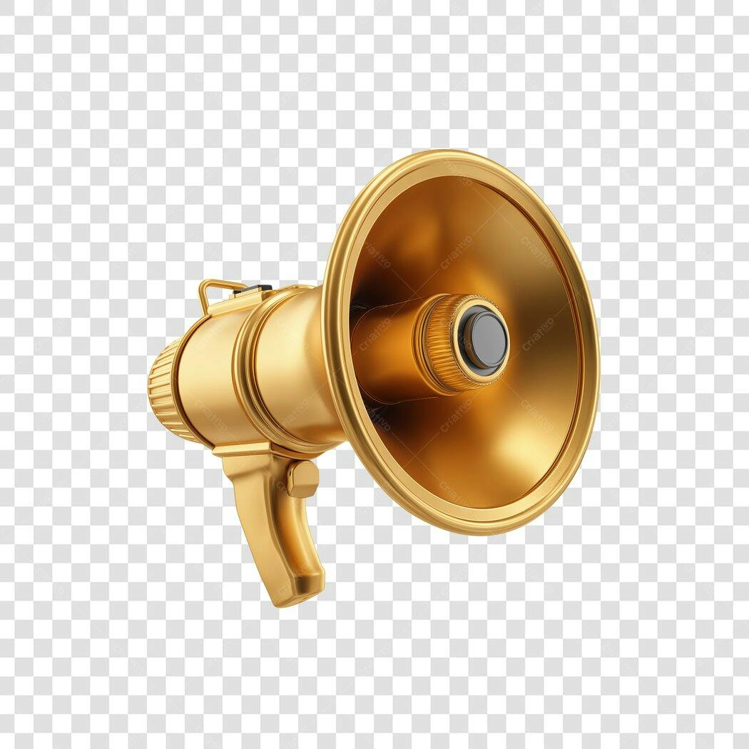 Icone Megafone Dourado para Anuncios e Promocoes PNG com fundo transparente