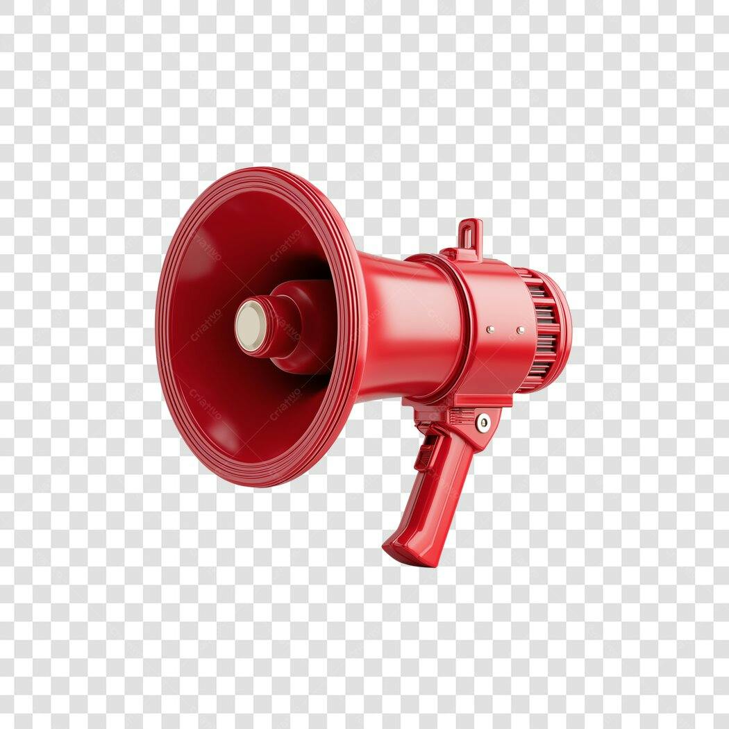 Ícone Megafone Vermelho 3D para Anúncio e Marketing PNG com fundo transparente