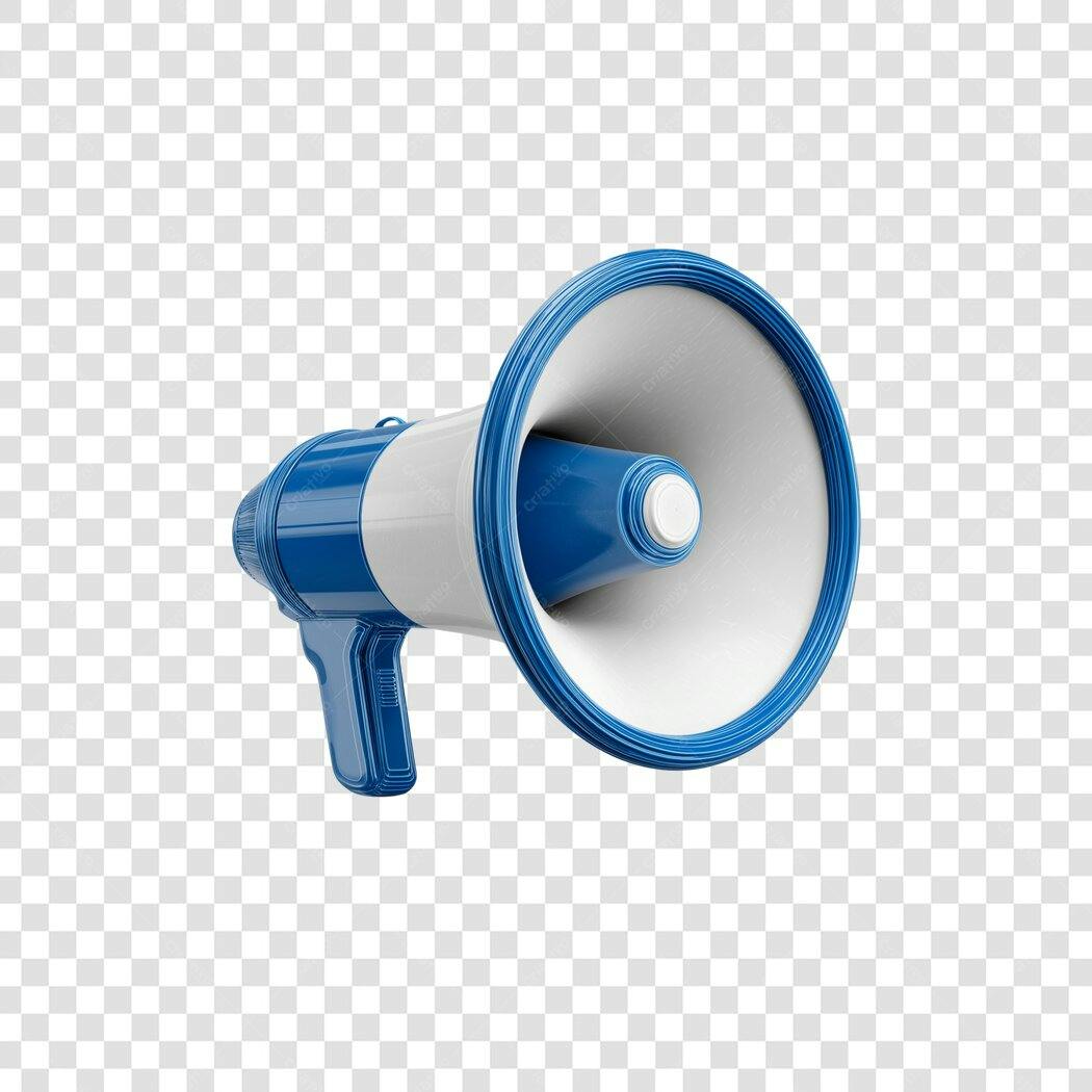 Ícone Megafone 3D Azul Branco Anúncio Marketing PNG com fundo transparente