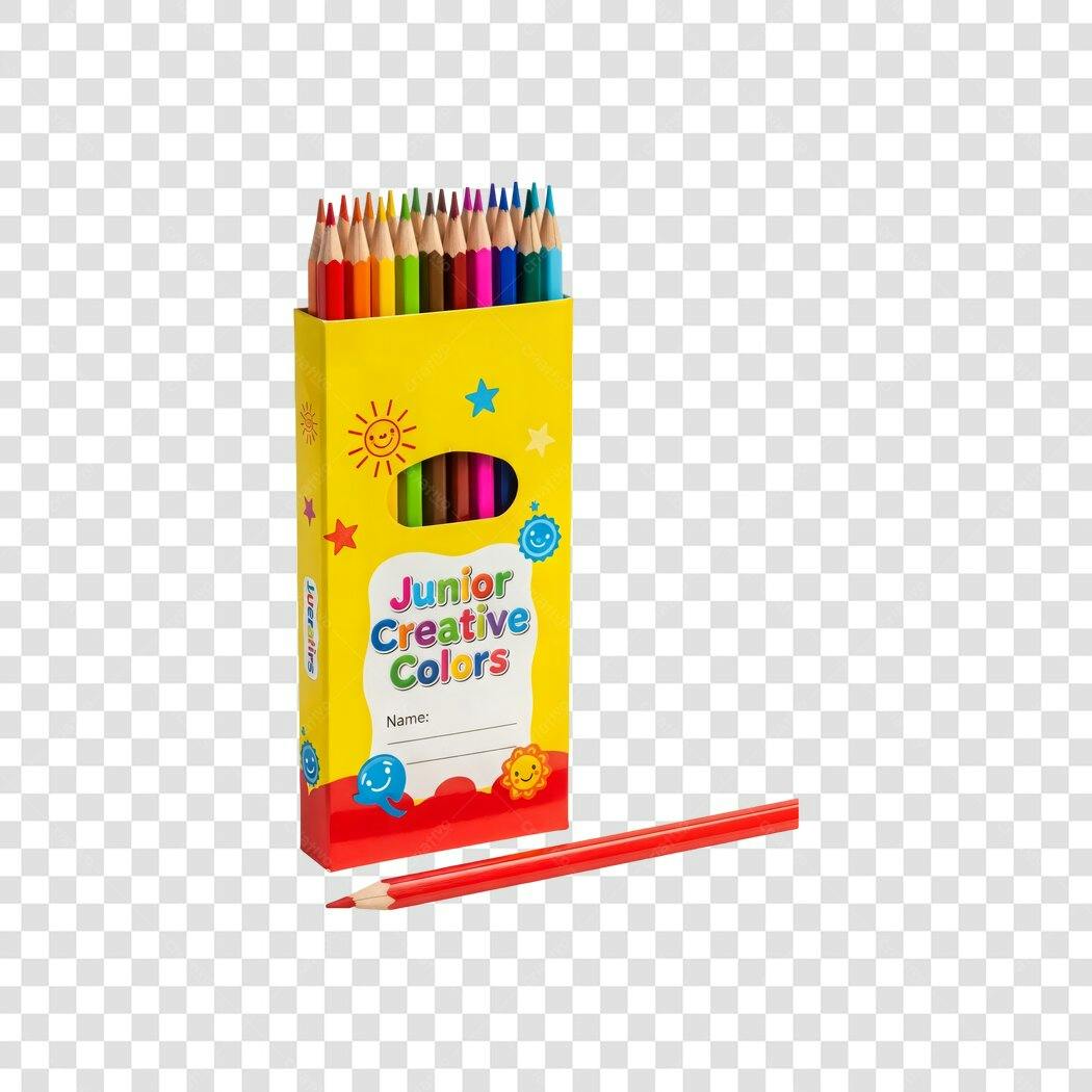 Caixa de Lápis de Cor Coloridos Material Escolar Infantil PNG com fundo transparente