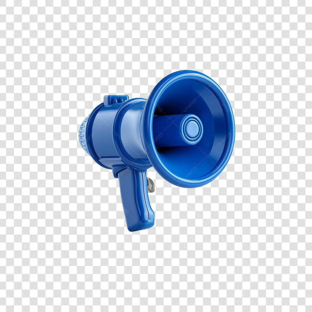 Ícone 3D Megafone Azul para Anúncios Marketing PNG com fundo transparente