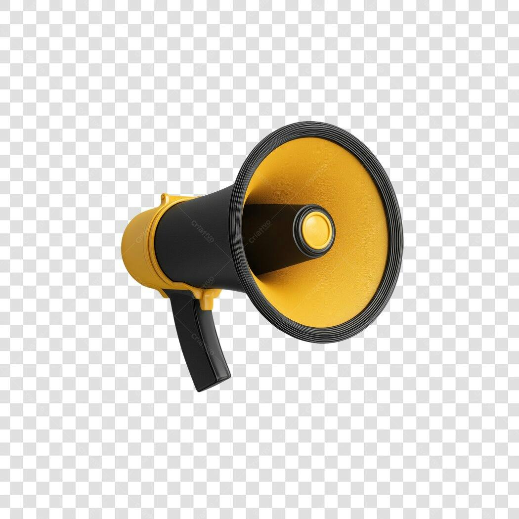 Icone Megafone Amarelo e Preto para Anúncio Marketing PNG com fundo transparente