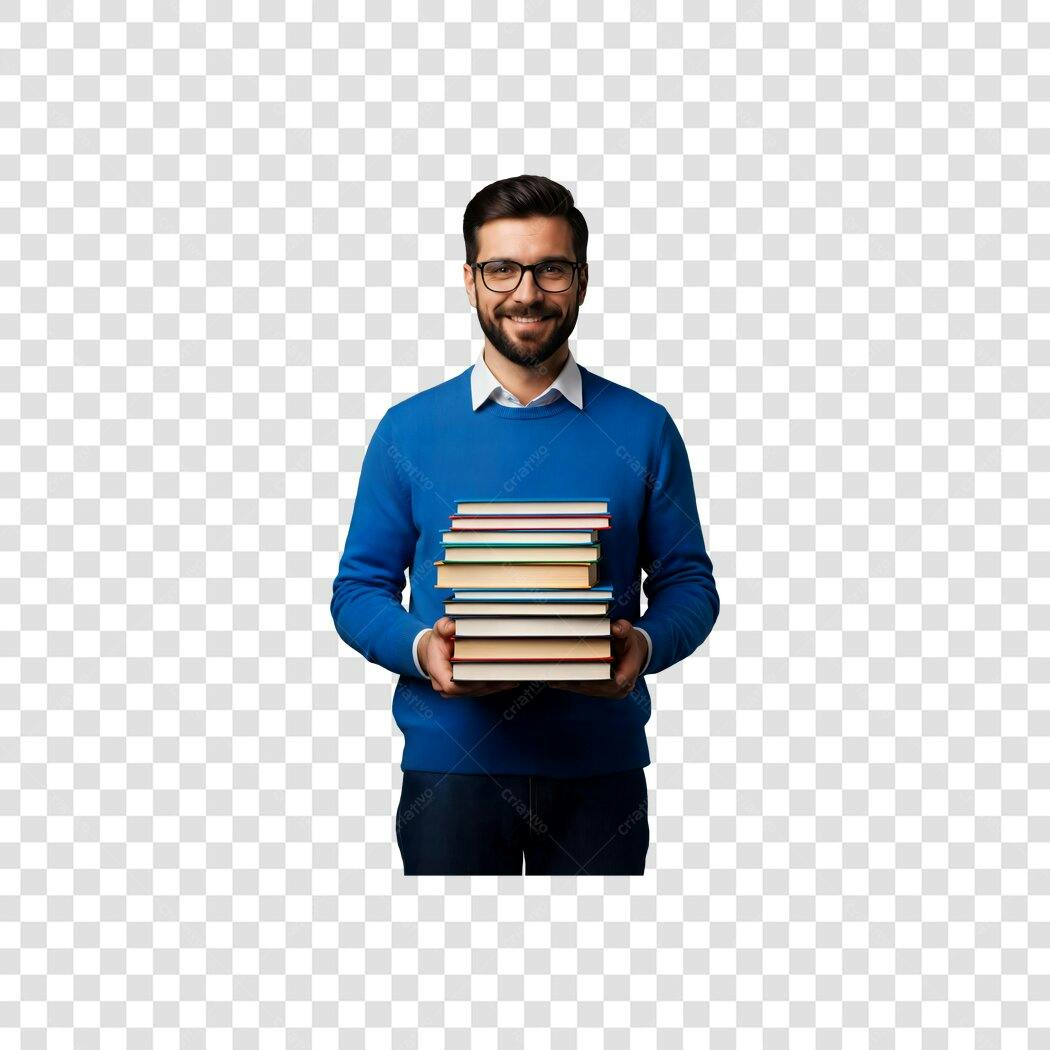 Imagem de Professor com Livros para Educação PNG com fundo transparente