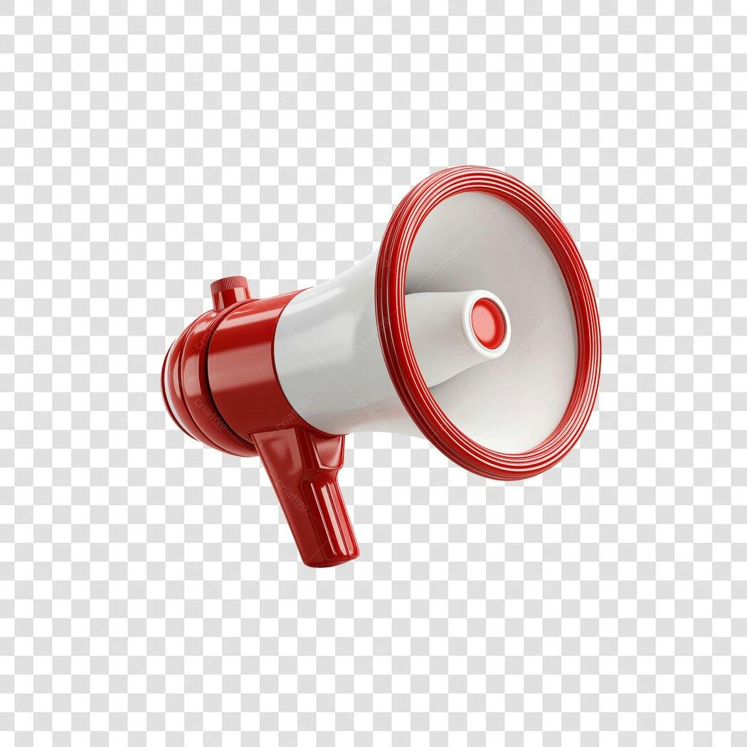 Icone de Megafone Vermelho e Branco para Anúncio Marketing PNG com fundo transparente