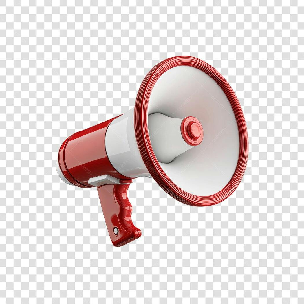 Megafone 3D Vermelho e Branco para Marketing Venda Anúncio PNG com fundo transparente