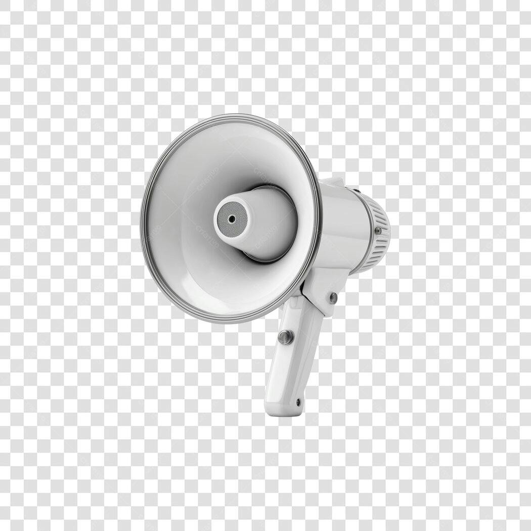 Megafone 3D branco para marketing e publicidade PNG com fundo transparente