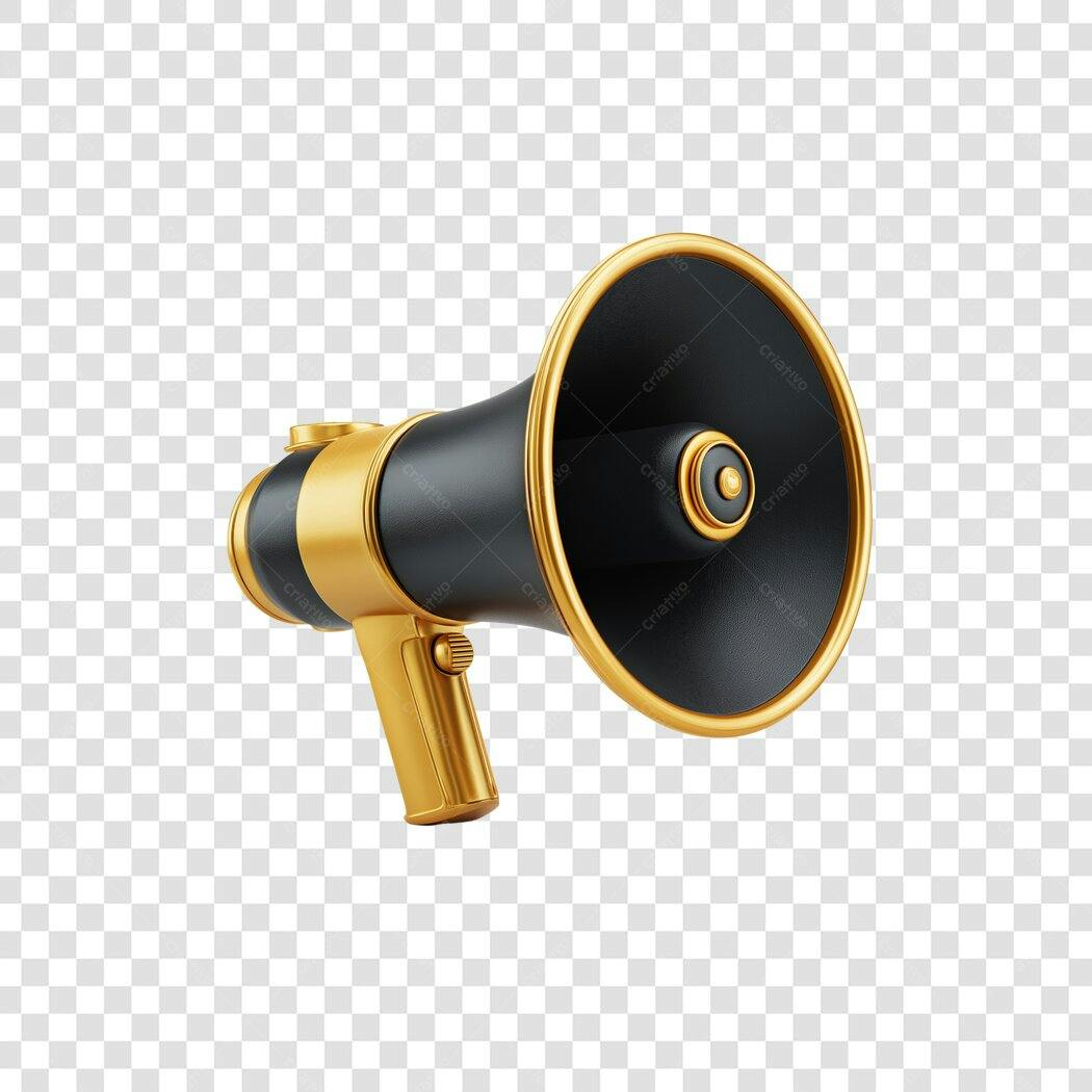 Icone Megafone Dourado Preto Anúncio Marketing PNG com fundo transparente
