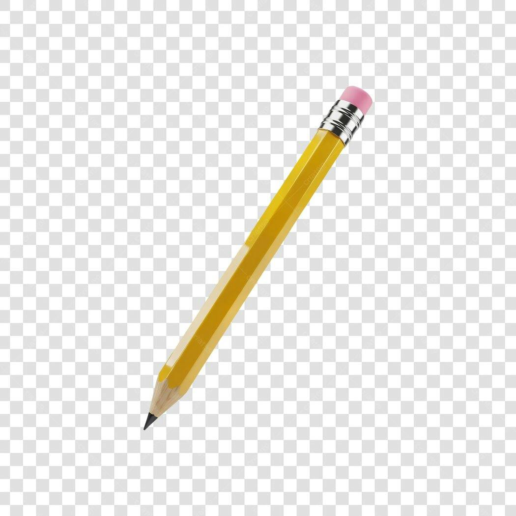 Objeto Lápis Amarelo com Borracha Rosa para Educação PNG com fundo transparente